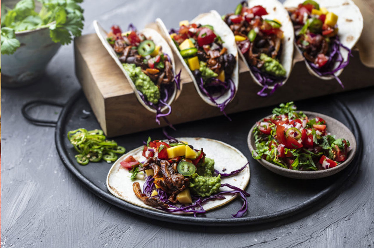 Green Peas & Mushroom Tacos With Traditional Tomato Salsa